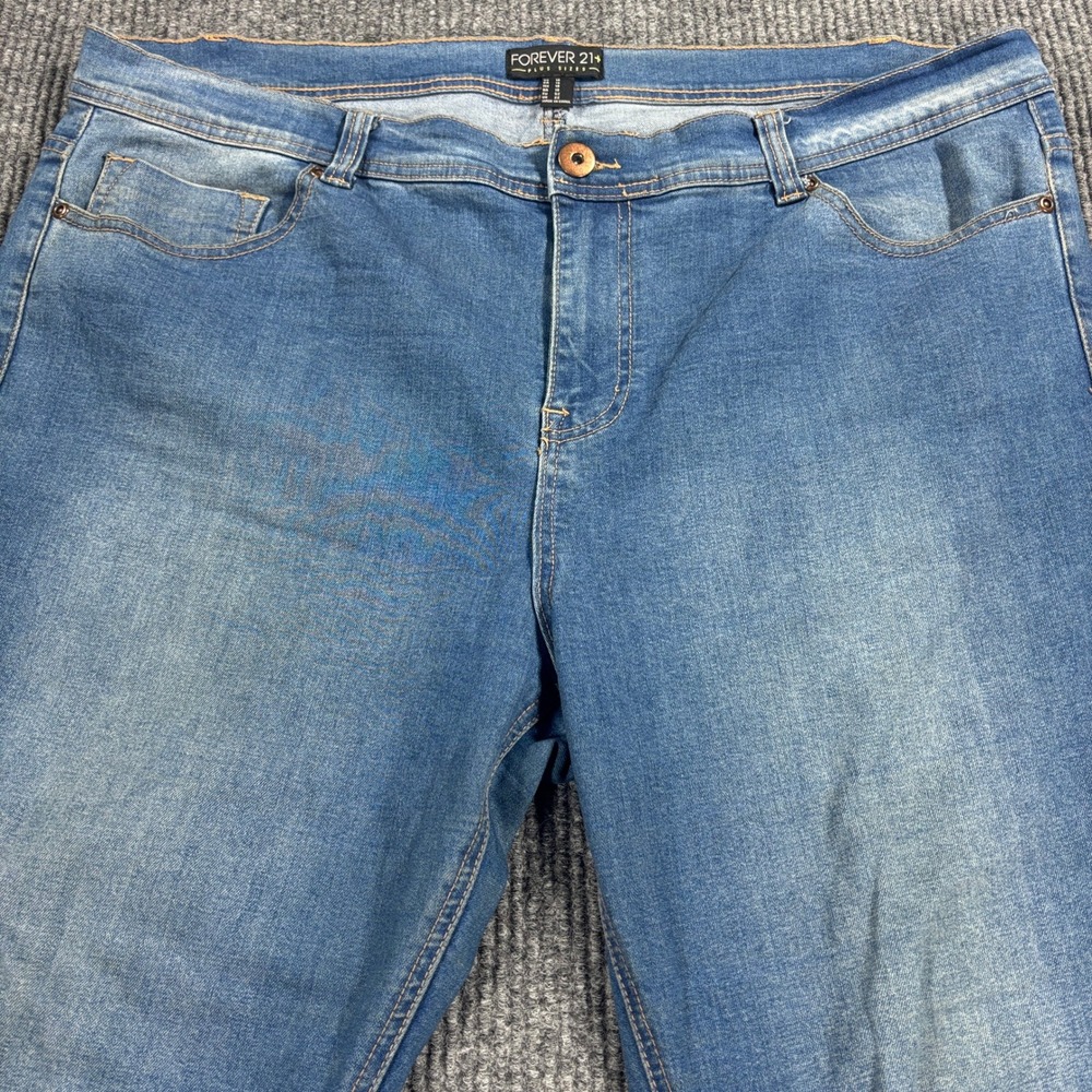 Forever 21 Skinny Jeans Women Size 18 Blue Raw Hem Distressed